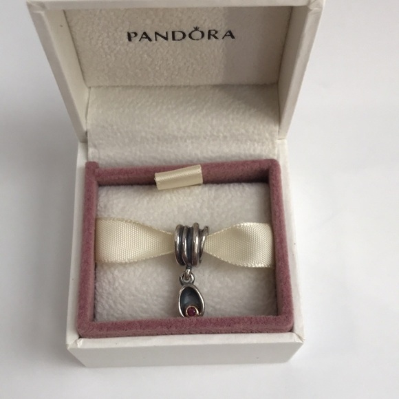 Pandora Genesis 925 Silver 14K Gold Rhodolite Dangle Charm Retired - Picture 3 of 15